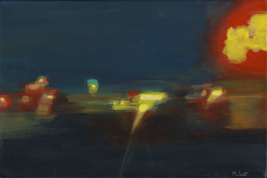 Peinture intitulée "Arrivée de nuit : K…" par Martine Lafont, Œuvre d'art originale, Acrylique Monté sur Châssis en bois