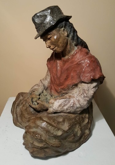 Скульптура под названием "Otavaleñas" - Martine Lee, Подлинное произведение искусства, Бронза