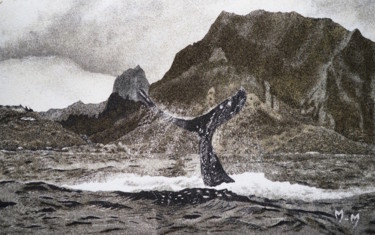Peinture intitulée "Baleine-a-moorea" par Martine Martre, Œuvre d'art originale, Autre