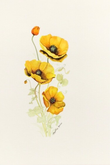 "Série fleurs2" başlıklı Resim Martine Mazellier tarafından, Orijinal sanat, Mürekkep Cam üzerine monte edilmiş