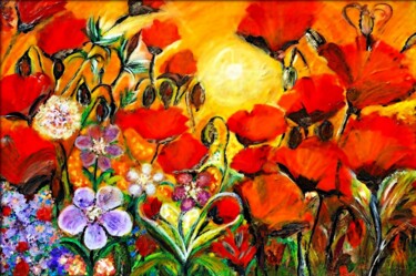 Malerei mit dem Titel "Poppy's Joy" von Martine Weber, Original-Kunstwerk, Acryl