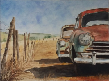 Peinture intitulée "Texas" par Martine Boguet, Œuvre d'art originale, Aquarelle Monté sur Châssis en bois