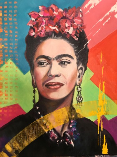 「Frida Kahlo」というタイトルの絵画 Martine Peruginiによって, オリジナルのアートワーク, オイル