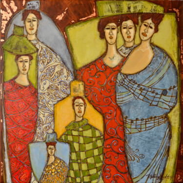 Painting titled "LES VASES COMMUNICA…" by Martine Tremblay Artiste Peintre, Original Artwork, Acrylic