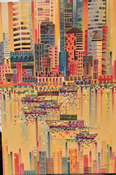 "The Pier, Singapore" başlıklı Tablo Martin Wood-Malacca tarafından, Orijinal sanat, Akrilik