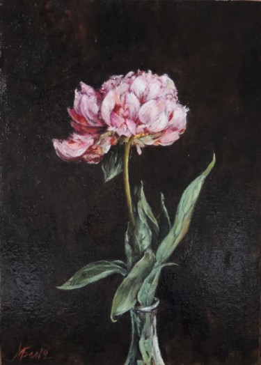 Pintura titulada "Pivoine/Peony.Dipty…" por Maria Bel, Obra de arte original, Oleo