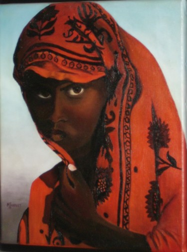 Painting titled "MAURITANIENNE" by Maryvonne Charvet, Original Artwork, Oil