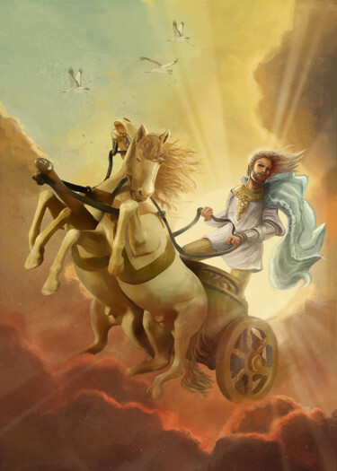 Peinture intitulée "Славянский бог солн…" par Mary Dian, Œuvre d'art originale, Acrylique