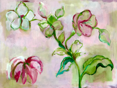 Painting titled "Hellebore Dreams" by Mary Downe, Original Artwork, Oil