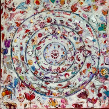 Malerei mit dem Titel "Mandala d’amour" von Mary Larsson, Original-Kunstwerk, Acryl