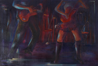 Malerei mit dem Titel "In the show" von Mary Lozano, Original-Kunstwerk, Öl