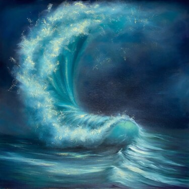 Pittura intitolato "Mega Wave" da Mary Sea, Opera d'arte originale, Olio