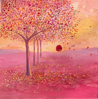 Pintura intitulada "Autumn Trees" por Mary Stubberfield, Obras de arte originais, Acrílico Montado em Armação em madeira