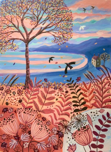 Peinture intitulée "Autumn Bay" par Mary Stubberfield, Œuvre d'art originale, Acrylique