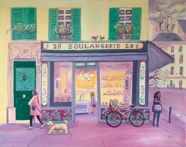 Ζωγραφική με τίτλο "La boulangerie 28" από Mary Stubberfield, Αυθεντικά έργα τέχνης, Ακρυλικό