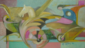 Картина под названием "Formula 1" - Yorgos Maryelis, Подлинное произведение искусства, Масло