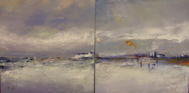 Peinture intitulée "Marée basse diptyqu…" par Maryline Mercier, Œuvre d'art originale, Huile