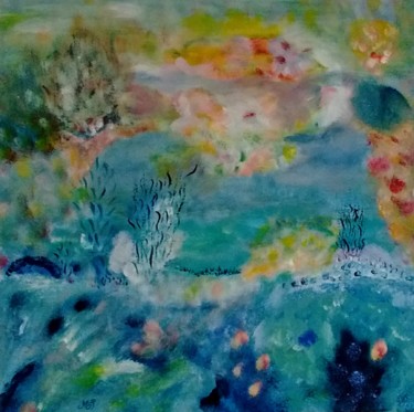 Painting titled "Floral aquatique" by Maryline Payssé, Original Artwork, Acrylic