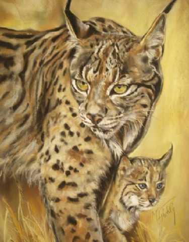 Peinture intitulée "lynx-pastel-card-60…" par Marylise Froehly, Œuvre d'art originale, Pastel