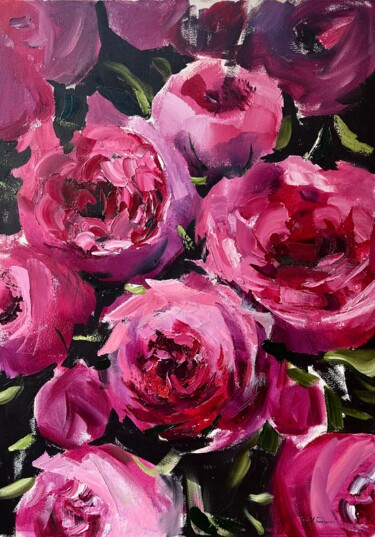 제목이 "Pink peonies — oil…"인 미술작품 Maryna Hryhorenko로, 원작, 기름 나무 들것 프레임에 장착됨