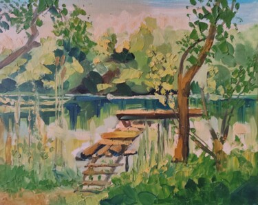 Schilderij getiteld "Summer sketch" door Maryna Kliuiko, Origineel Kunstwerk, Olie Gemonteerd op Andere stijve panelen