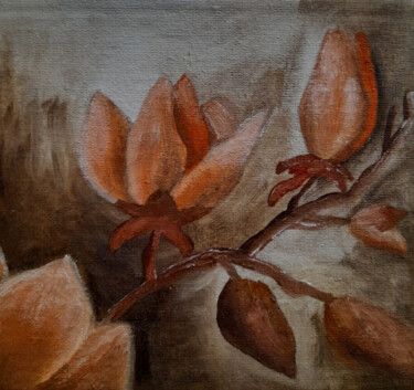 Painting titled "Magnolia original o…" by Maryna Yasar, Original Artwork, Oil
