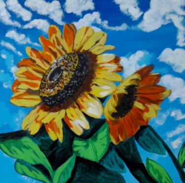 Pittura intitolato "Sunflower original…" da Maryna Yasar, Opera d'arte originale, Acrilico