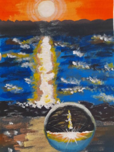 Malerei mit dem Titel "Sunset at the sea o…" von Maryna Yasar, Original-Kunstwerk, Acryl