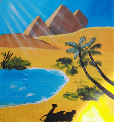 Painting titled "Egypt Landscape Pai…" by Maryna Yasar, Original Artwork, Acrylic