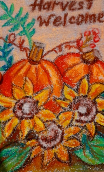 Drawing titled "Variegated Sunflowe…" by Maryna Yasar, Original Artwork, Pastel