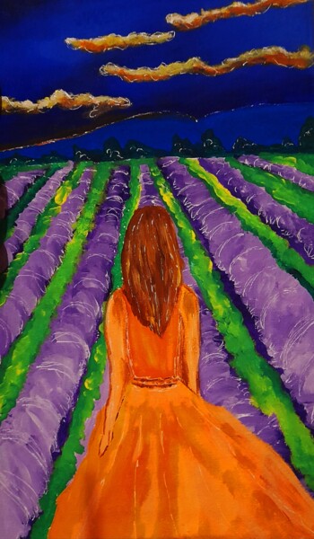 Pintura titulada "Tuscany Lavender Fi…" por Maryna Yasar, Obra de arte original, Acrílico