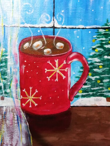 Pintura intitulada "Winter Scene Painti…" por Maryna Yasar, Obras de arte originais, Acrílico