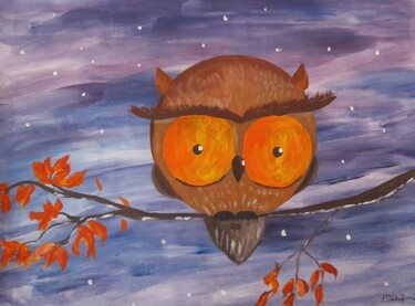 Pintura intitulada "Owl original painti…" por Maryna Yasar, Obras de arte originais, Acrílico