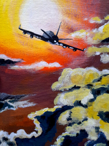 Painting titled "Plane in the sky or…" by Maryna Yasar, Original Artwork, Acrylic