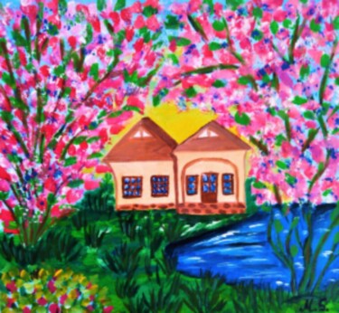 绘画 标题为“Pink tree painting…” 由Maryna Yasar, 原创艺术品, 丙烯