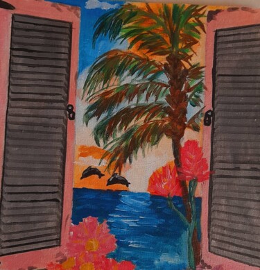 Pittura intitolato "Tropical island ori…" da Maryna Yasar, Opera d'arte originale, Acrilico