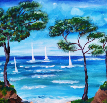 Pittura intitolato "Seascape original a…" da Maryna Yasar, Opera d'arte originale, Acrilico