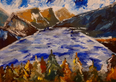 Painting titled "Montana Painting Mo…" by Maryna Yasar, Original Artwork, Oil