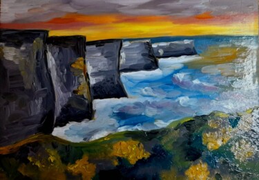 Peinture intitulée "Cliffs Of Moher Ire…" par Maryna Yasar, Œuvre d'art originale, Huile
