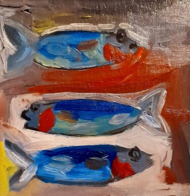 「Fish still life oil…」というタイトルの絵画 Maryna Yasarによって, オリジナルのアートワーク, オイル