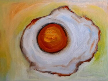Painting titled "Fried Egg Oil Paint…" by Maryna Yasar, Original Artwork, Oil