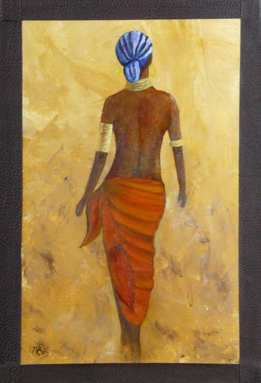 Peinture intitulée "Africaine" par Maryse Chauvin, Œuvre d'art originale, Huile
