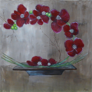 Schilderij getiteld "Bouquet d'Orchidées" door Maryse Chauvin, Origineel Kunstwerk, Olie