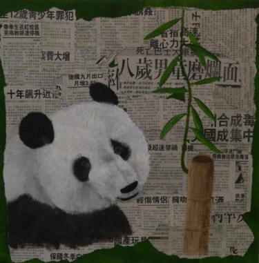 Painting titled "Panda" by Maryse Chauvin, Original Artwork, Oil
