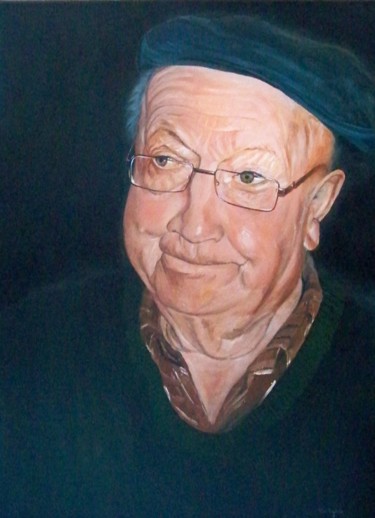 Painting titled "Monsieur Jean" by Maryse Curinier-Rochette, Original Artwork, Oil Mounted on Other rigid panel
