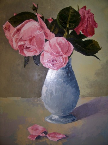 Painting titled "Mignonne, allons vo…" by Maryse Curinier-Rochette, Original Artwork, Oil Mounted on Wood Stretcher frame