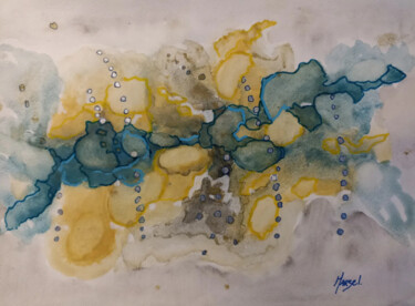 Painting titled "Nébuleuse" by Marzel, Original Artwork, Watercolor