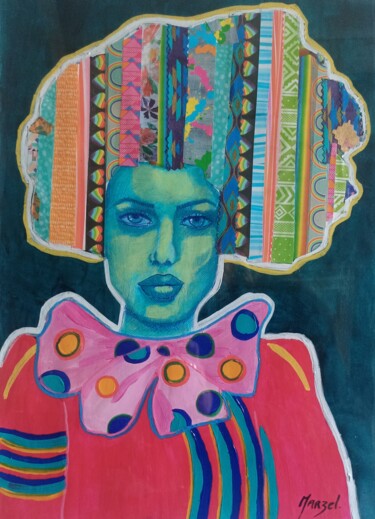 Malerei mit dem Titel "Clown de service" von Marzel, Original-Kunstwerk, Acryl