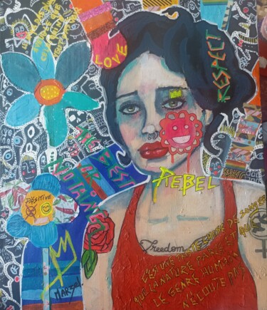 Painting titled "Rebelle" by Marzel, Original Artwork, Acrylic Mounted on Wood Stretcher frame