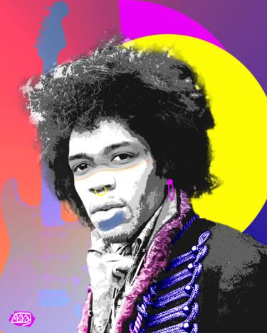 Digital Arts titled "Jimi Hendrix 1 - Se…" by Marzia Schenetti, Original Artwork, Digital Painting
